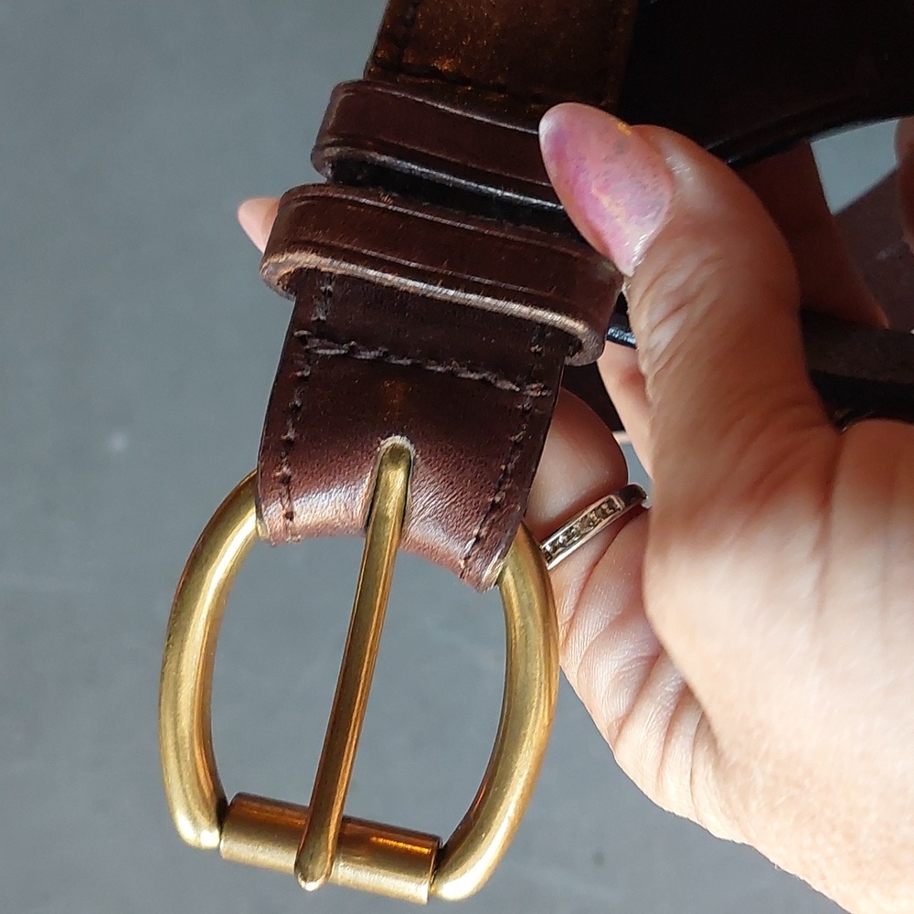Ralph Lauren Brown Leather Belt with Gold Buckle - Picture 3 of 5